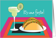 Invitacin para una fiesta con margarita y tacos card