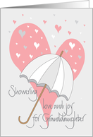 Bridal Shower for Granddaughter, Umbrella and Heart Raindrops card
