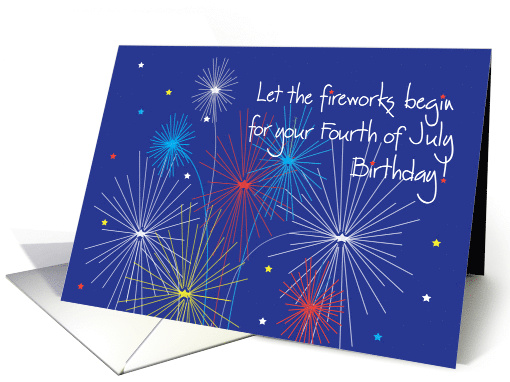 Birthday on Fourth of July with Fireworks and Stars card (1061263)
