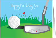 Happy Birthday for Son with Golf Ball and Putter card
