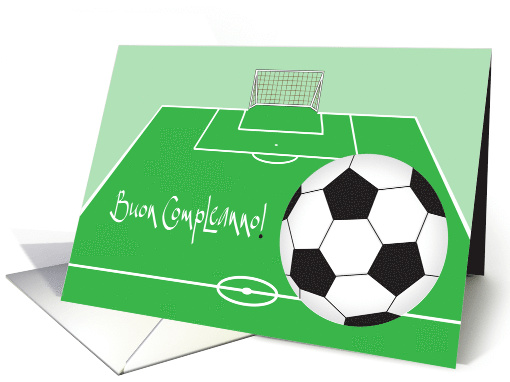 Buon Compleanno con pallone da calcio, Italian Soccer Birthday card