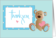 Hand Lettered Thank you for the Baby Gift for Baby Boy Stuffed Bear card