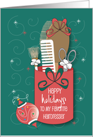 Christmas for Hairdresser, Scissors, Brush & Ribbons in Jar card