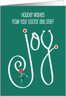 Hand Lettered Christmas from your Doctor, Joy with Stethoscope card