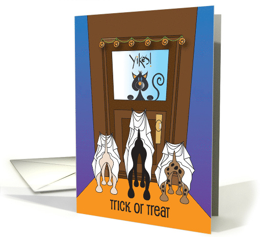 Halloween Trick or Treating Dogs at Door of Black Kitty... (1087978)