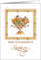 Hand Lettered Thanksgiving Abundance of Blessings Pumpkin Cornucopia card