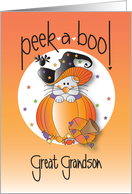 Halloween Peek-a-Boo for Great Grandson, Mouse in Witch’s Hat card