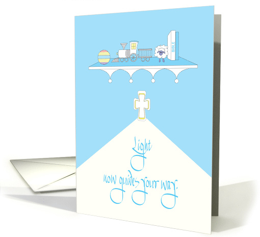 Congratulations for Boy for Baptism, Cross, Bible and Toys card
