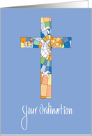 Ordination Congratulations, Stained Glass Cross card