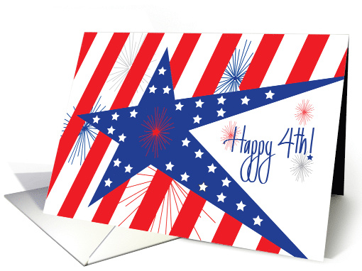 Fourth of July, 4th with Red, White and Blue, Stars and Stripes card