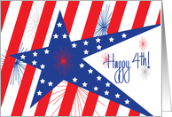 Fourth of July, 4th with Red, White and Blue, Stars and Stripes card