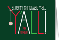 Hand Lettered Christmas from Alabama, Y’ALL Letters & Ornament card