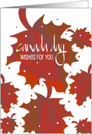 Hand Lettered Canada Day with Overlapping Drifting Red Maple Leaves card