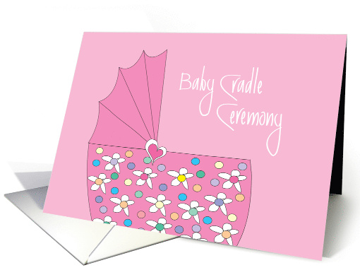 Invitation for Baby Girl Cradle Ceremony with Pink Bassinette card