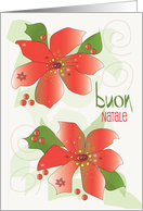 Hand Lettered Christmas from Italy Buon Natale with Red Poinsettias card