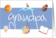 Happy Grandparents Day for Grandpa, Sports, Book and Sailboat card