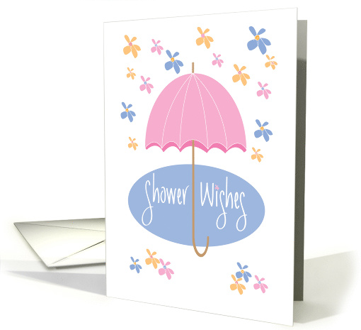 Bridal Shower Wishes with Umbrella and Shower of Flowers card