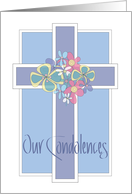 Hand Lettered Sympathy Card Our Condolences with Floral Cross card
