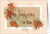 Hand Lettered Thanksgiving Feast Menu Card with Colorful Fall Leaves card