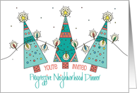 Hand Lettered Invitation to Holiday Progressive Neighborhood Dinner card