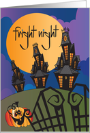 Invitation to Halloween Block Party Fright Night Haunted House Trio card