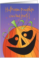 Invitation to Halloween Pumpkin Carving Party with Huge Jack O Lantern card