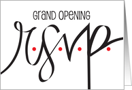 Invitation to Gala Grand Opening, Black Hand Lettering of R.S.V.P. card