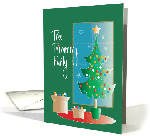 Hand Lettered Business Christmas Tree Trimming PartyInvitation card