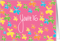 Birthday Card with Bright Flowers for 16 Year Old Girl card