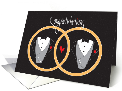 Wedding Congratulations for Gay Marriage Tuxedos and Rings card