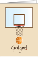 Congratulations on Great Game for Basketball, Hoop and Ball card