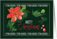 Hand Lettered Merry Christmas from Kansas Poinsettia with Red Berries card