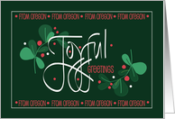 Hand Lettered Joyful Greetings Christmas from Oregon Red Berries card