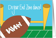 Football Congratulations Do Your End Zone Dance Football and Goal Post card