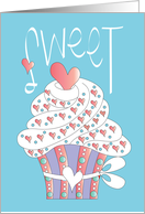 Hand Lettered Sweetest Day Sweet Cupcake with Heart Decorations card