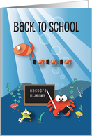 Back to School, School of Fish with Books in Underwater Scene card