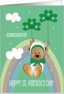 St. Patrick’s Day Granddaughter Bear Floating with Shamrock Balloons card