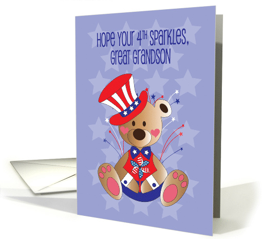 4th of July for Great Grandson, Patriotic Bear in Stars... (1137284)