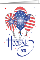 4th of July for Son Hooray with Patriotic Red White and Blue Balloons card