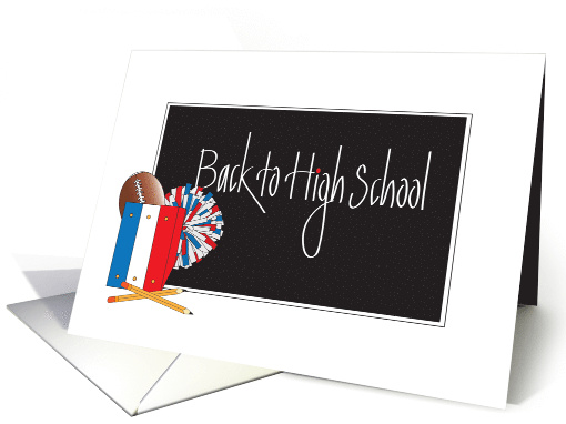 Back to School - High School, Notebooks, Football and Pom Poms card