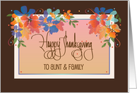 Hand Lettered Happy Thanksgiving for Aunt and Family, Autumn Leaves card