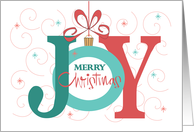 Hand Lettered Christmas Joy, Large Lettered Holiday Ornament card