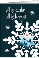 Hand Lettered All is Calm All is Bright Abstract Snowflake Snow Scene card