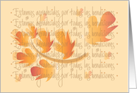 Agradecidos por Bendiciones, Dia de Gracias con hojas de otono card