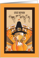 First Thanksgiving Great Nephew with Decorated Turkey in Pilgrim Hat card