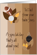Father’s Day from Twin Sons, Sports and Leaves card