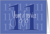 Hand Lettered 11th Year Employee Work Anniversary 11 Years of Service card
