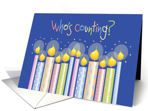 Birthday with Who's Counting with Colorful Patterned Candles card