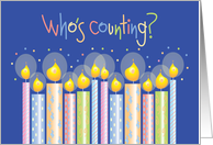 Birthday with Who’s Counting with Colorful Patterned Candles card