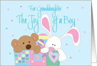 New Baby for Granddaughter, Joy of a Boy with Bear and Bunny card